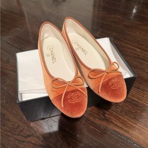 Chanel Brown Light Brown Velvet Loafers